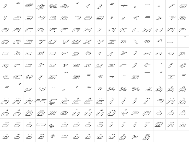 Concielian Classic 3D Regular font glyphpreview