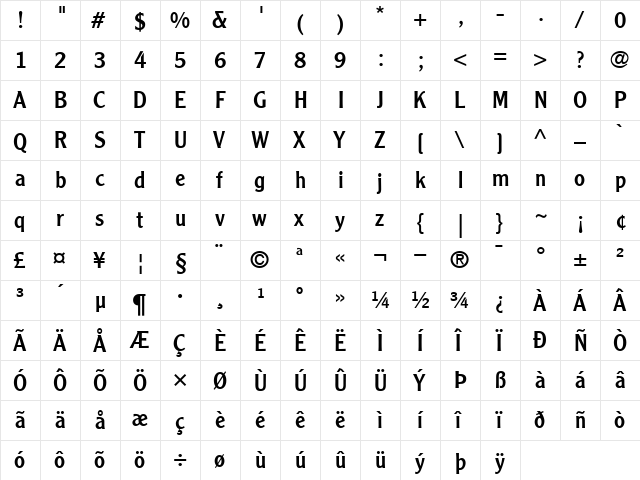 ClearfaceGothicLH55Roman Roman font glyphpreview