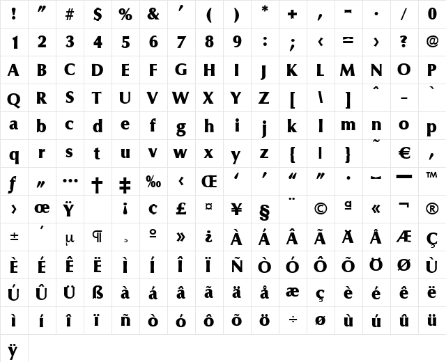 Columbia-ExtraBold Regular font glyphpreview