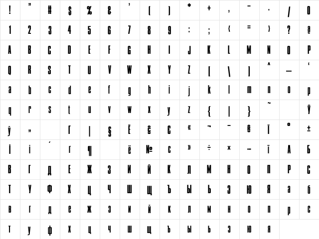 Condens Bold Regular font glyphpreview