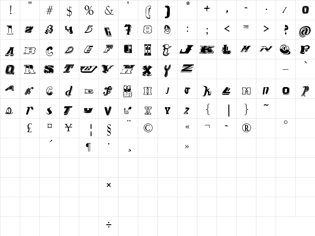 CONTIPOPGUA Regular font glyphpreview