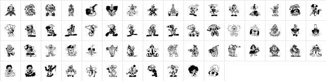 Clowners Regular font glyph preview Clowners Regular font glyphpreview
