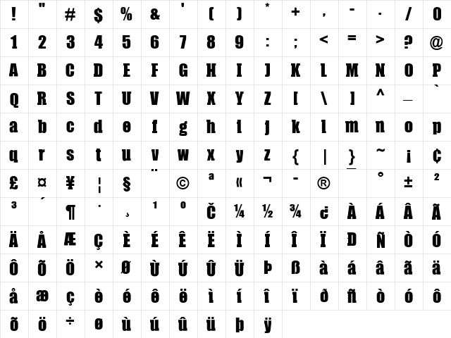 Compressor Regular font glyph preview Compressor Regular font glyphpreview