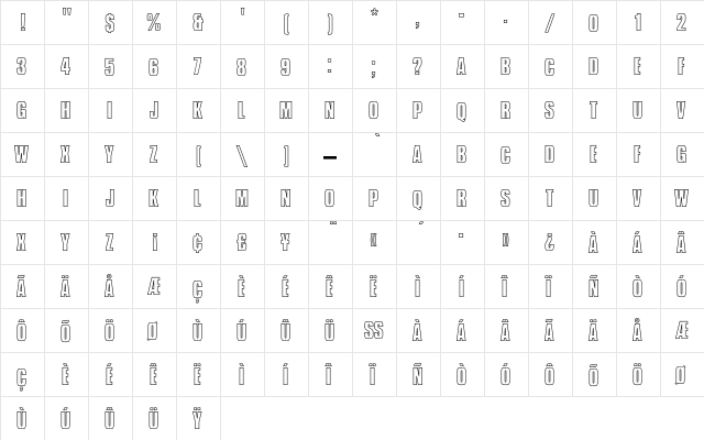 CompactaEF BoldOutline font glyphpreview
