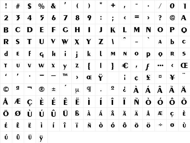 Aquavit Regular font glyphpreview