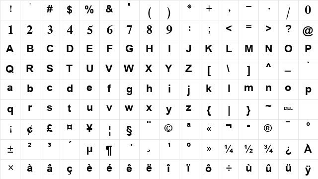 Arabic Transparent Bold font glyphpreview