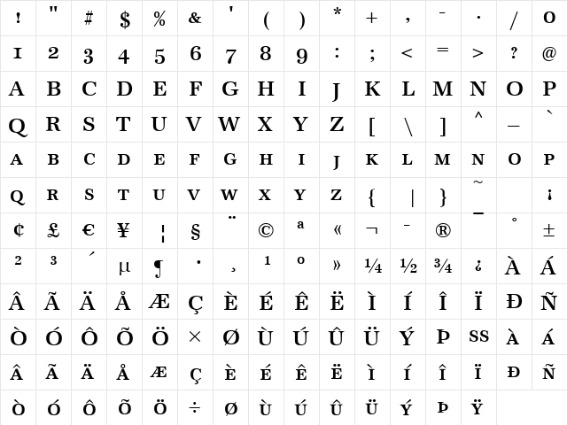 Antiqua-Caps Bold font glyphpreview