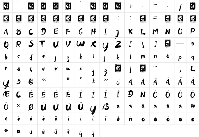 Clowney Regular font glyph preview Clowney Regular font glyphpreview