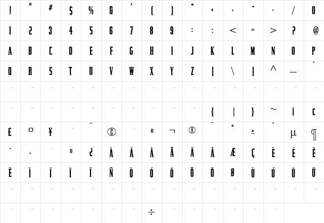 CommanderBold Regular font glyph preview CommanderBold Regular font glyphpreview