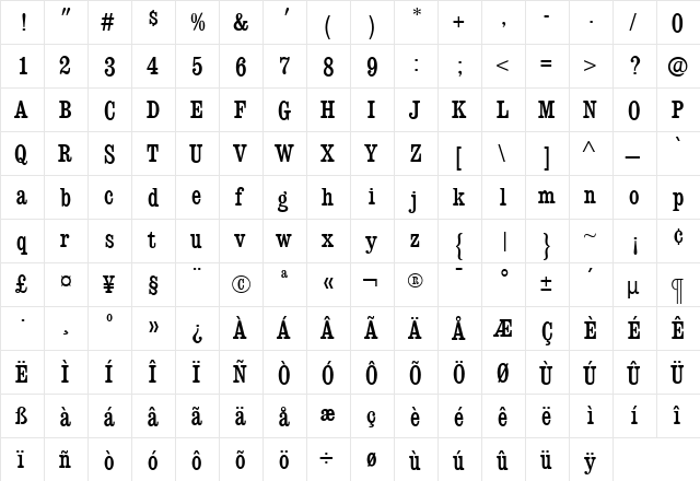 ConsortMediumCondensed Regular font glyphpreview