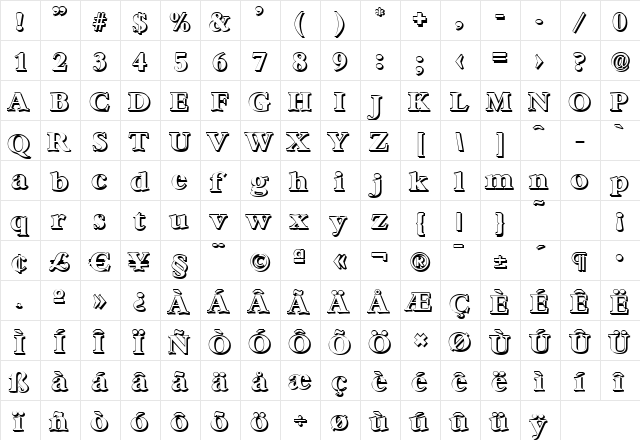 AndrewBeckerShadow-ExtraBold Regular font glyphpreview
