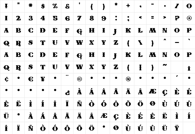 Coney Island Regular font glyphpreview
