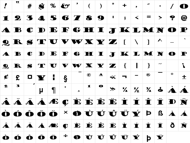 CoffeeSackExtended Normal font glyphpreview