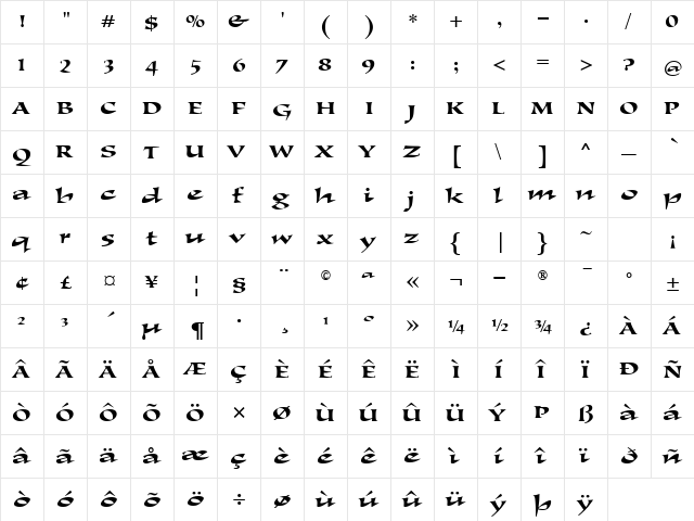 CollierScript Regular font glyph preview CollierScript Regular font glyphpreview
