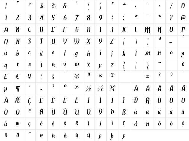 Colourbars Regular font glyphpreview