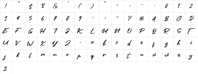 Clusive Regular font glyphpreview