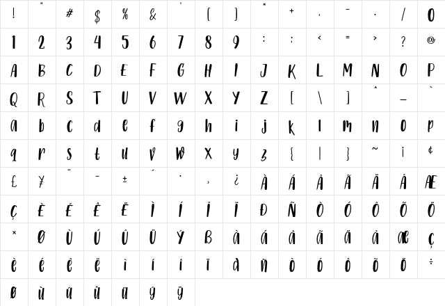 Cloudy Regular font glyph preview Cloudy Regular font glyphpreview