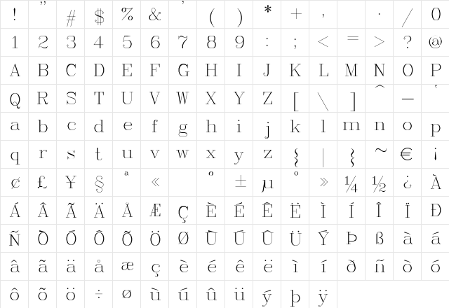 Complex Regular font glyphpreview