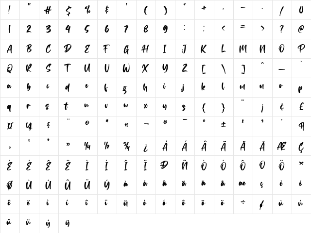 Angeater Regular font glyphpreview