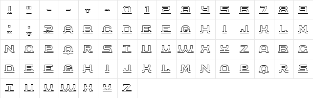Connected Hollow Regular font glyphpreview