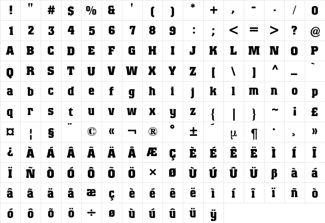 Colossalis BQ Regular font glyphpreview