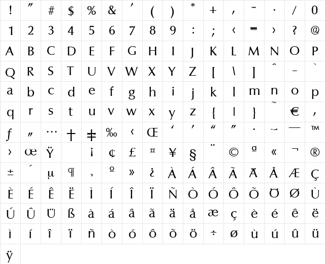 Columbia-Regular Regular font glyphpreview
