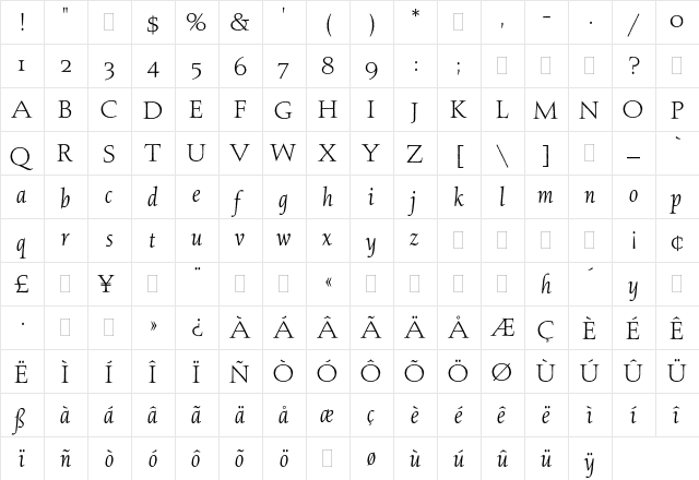Aquinas Plain font glyphpreview