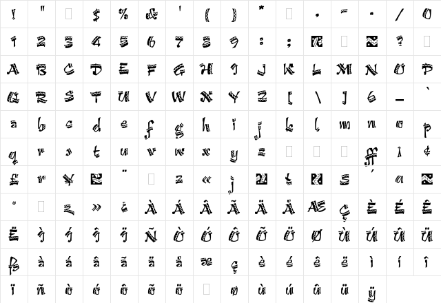 Arriba Arriba Plain font glyph preview Arriba Arriba Plain font glyphpreview
