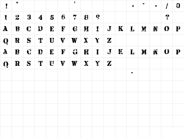 Armalite Rifle Regular font glyph preview Armalite Rifle Regular font glyphpreview