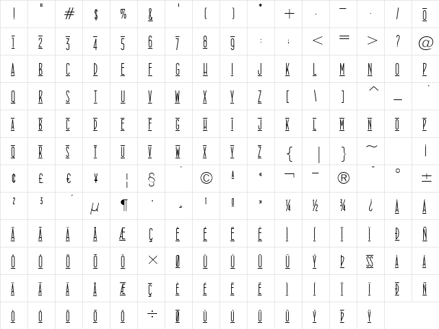 ConcursoItalian BTN Lined Cn Regular font glyph preview ConcursoItalian BTN Lined Cn Regular font glyphpreview
