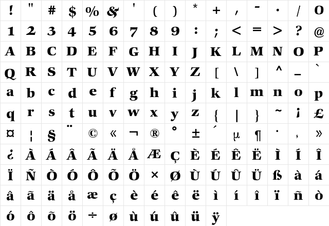Comenius BQ Regular font glyphpreview