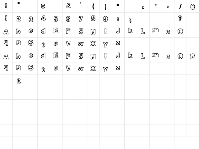 Comicate Regular font glyphpreview