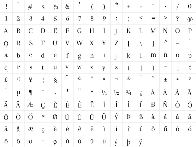 Arapey Regular font glyphpreview