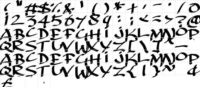Archaic Asian Inks Regular font glyph preview Archaic Asian Inks Regular font glyphpreview