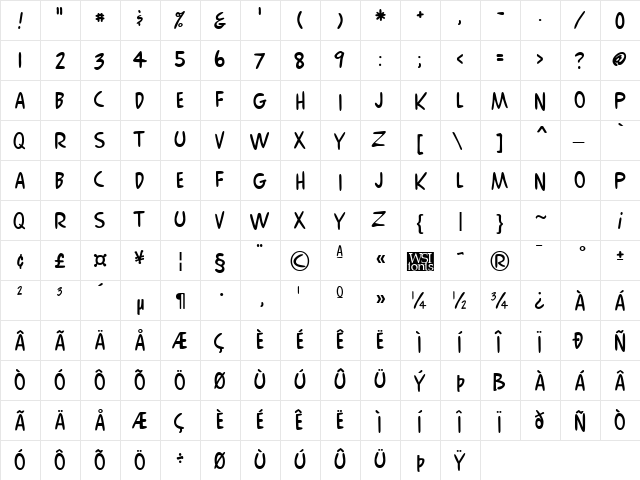 Comix Regular font glyphpreview