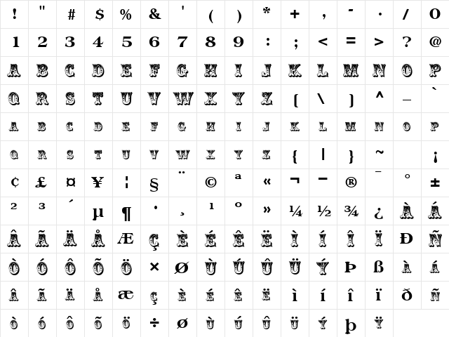 Clowning Regular font glyphpreview