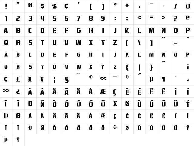 Combatron Regular font glyphpreview