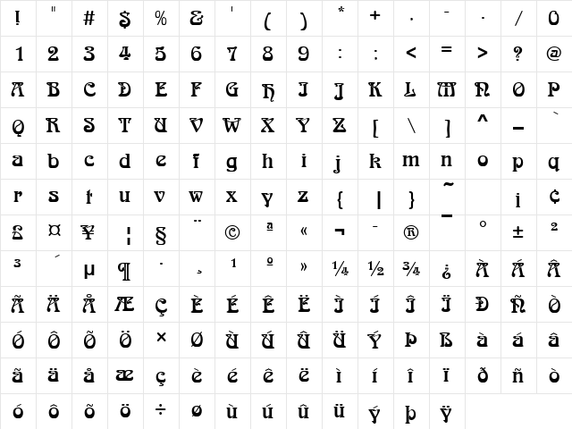 ArnoldBoeD Regular font glyphpreview