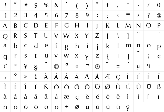 Columbia-Regular Regular font glyphpreview