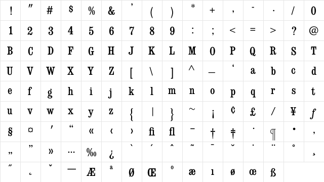 ConsortMediumCondensed Regular font glyphpreview