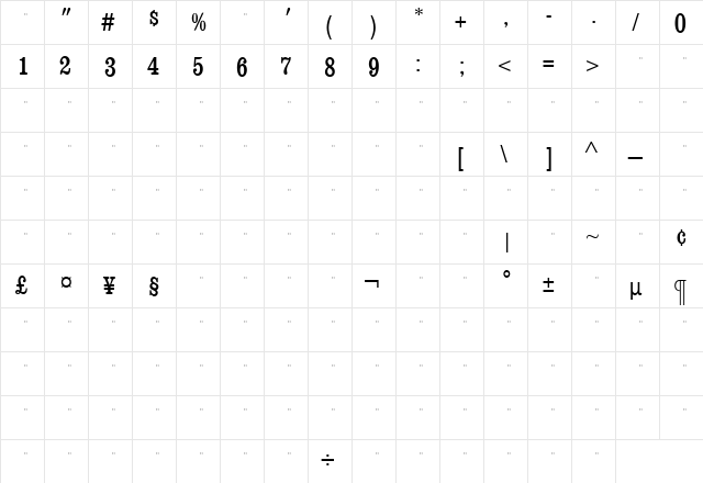 ConsortMediumCondensedTab Regular font glyphpreview