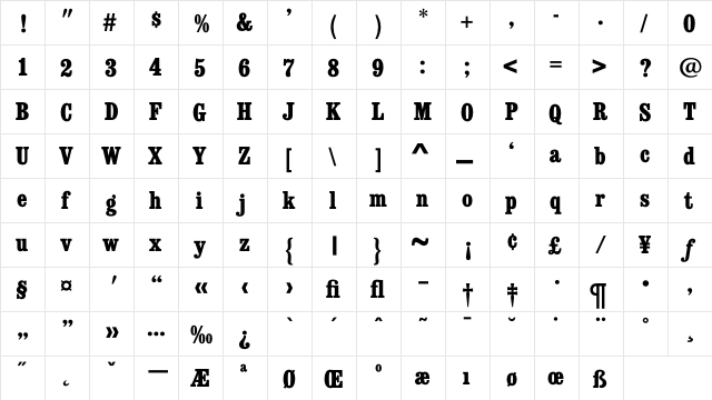 ConsortExtraBoldCondensed Regular font glyphpreview