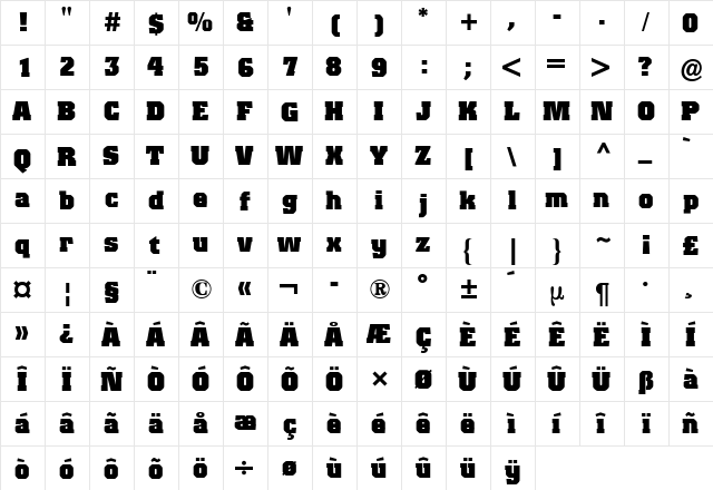 Colossalis BQ Black font glyphpreview