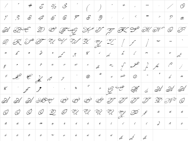 Angelica Regular font glyph preview Angelica Regular font glyphpreview