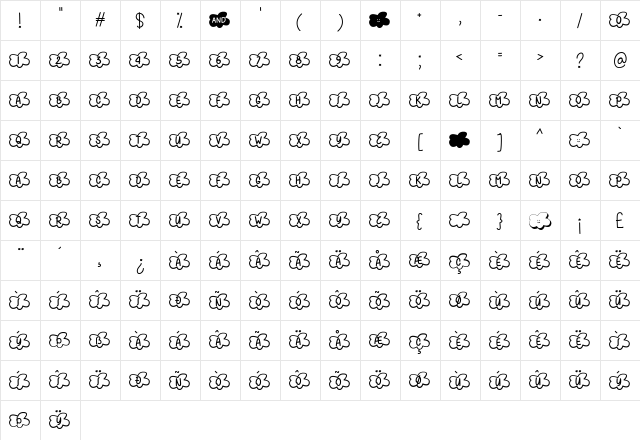 Clouds Smile Too Regular font glyphpreview