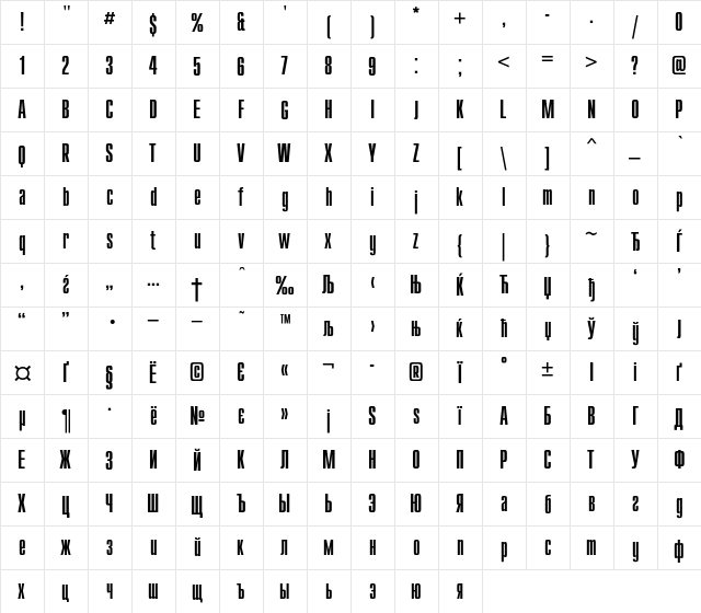 CompactC Regular font glyphpreview