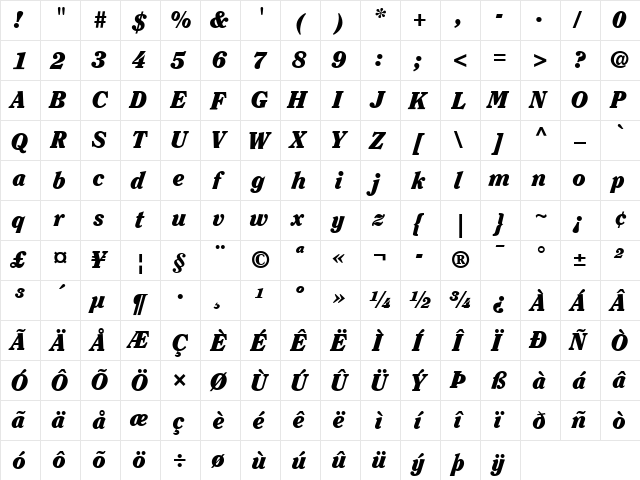 Clearface LT Bold Bold Italic font glyphpreview