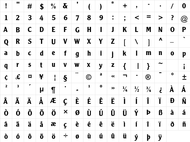 Clearface Gothic MT Std Demi font glyph preview Clearface Gothic MT Std Demi font glyphpreview