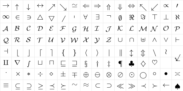 cmsy8 Regular font glyphpreview