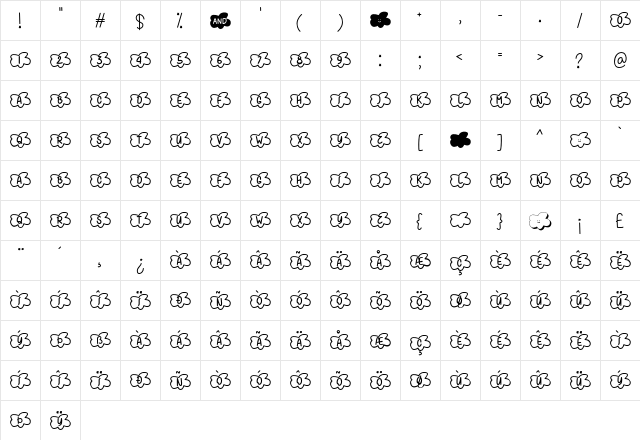 Clouds Smile Too Regular font glyphpreview